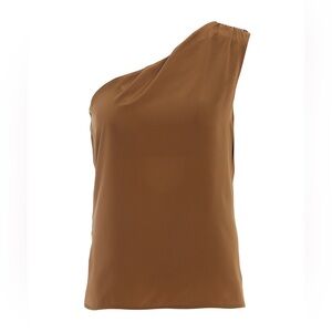 Max Mara Sigfrid tan silk one shoulder top Large